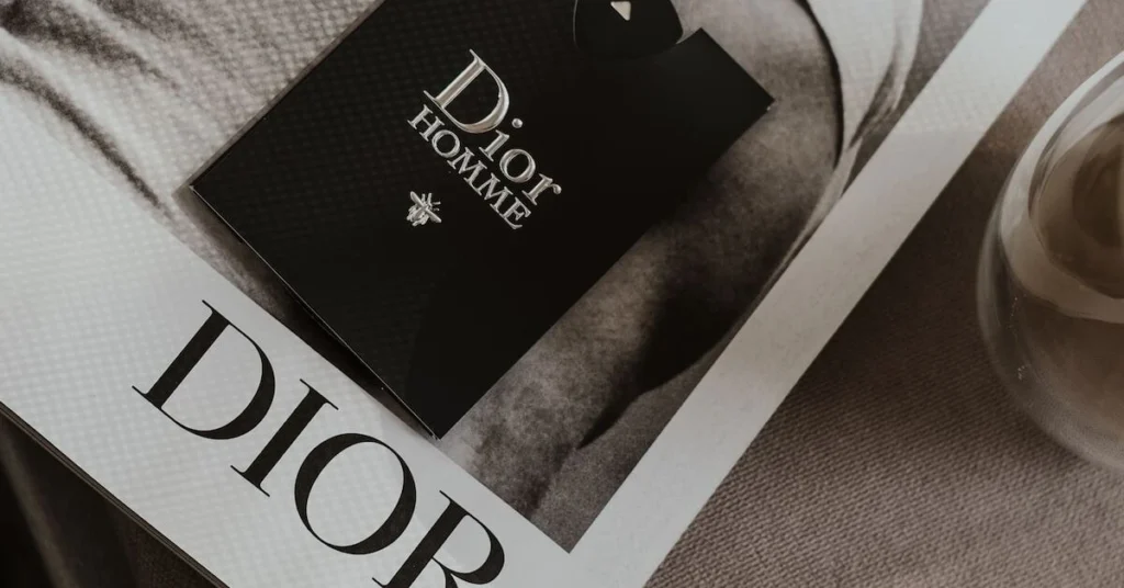 dior homme perfume ad strip in a magazine