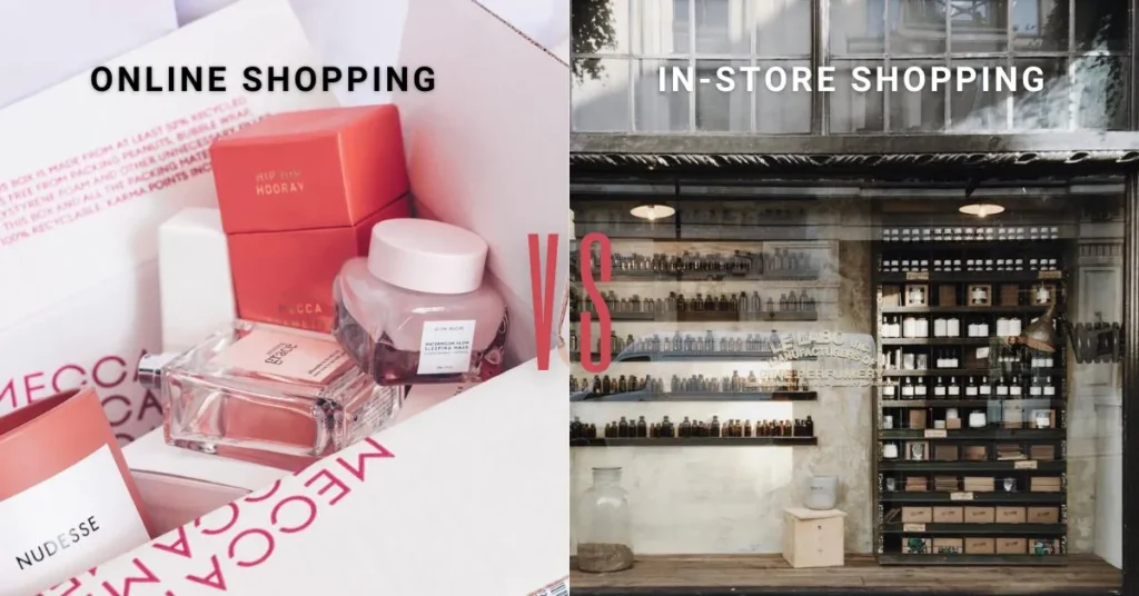 cosmetics on box versus a outdoor perfume store